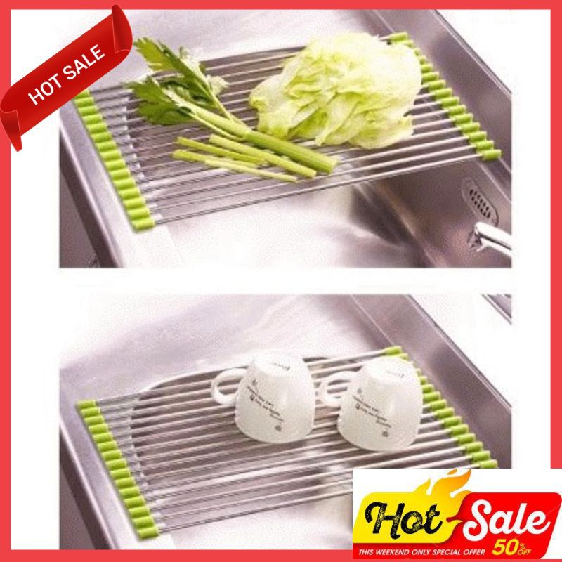 Terlaris Rak Lipat Rak Piring Perabot Dapur Tempat Untuk Meniriskan Air Bahan Stainless Drain Rack NMRjj0cZ17QwB