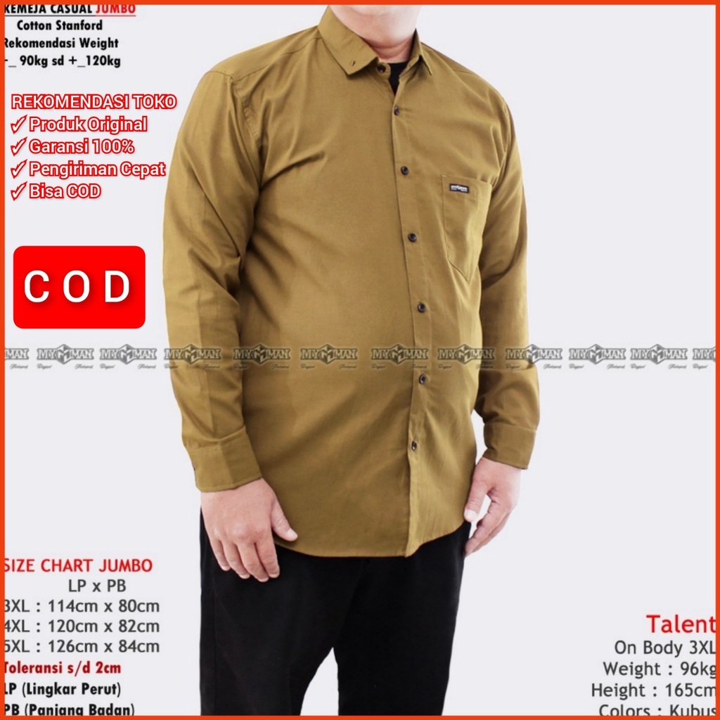 MY MAN Original Kemeja Polos lengan panjang jumbo kemeja pria warna Kubus big size art seri MY234