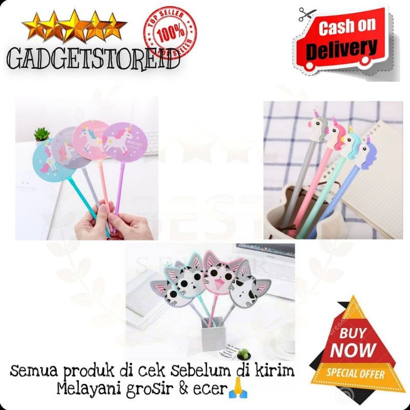 

GG - Pena Kipas Motif Kucing Imut & Cute / Pulpen Unicorn Kado Ultah / Pulpen Kipas Unicorn Pena