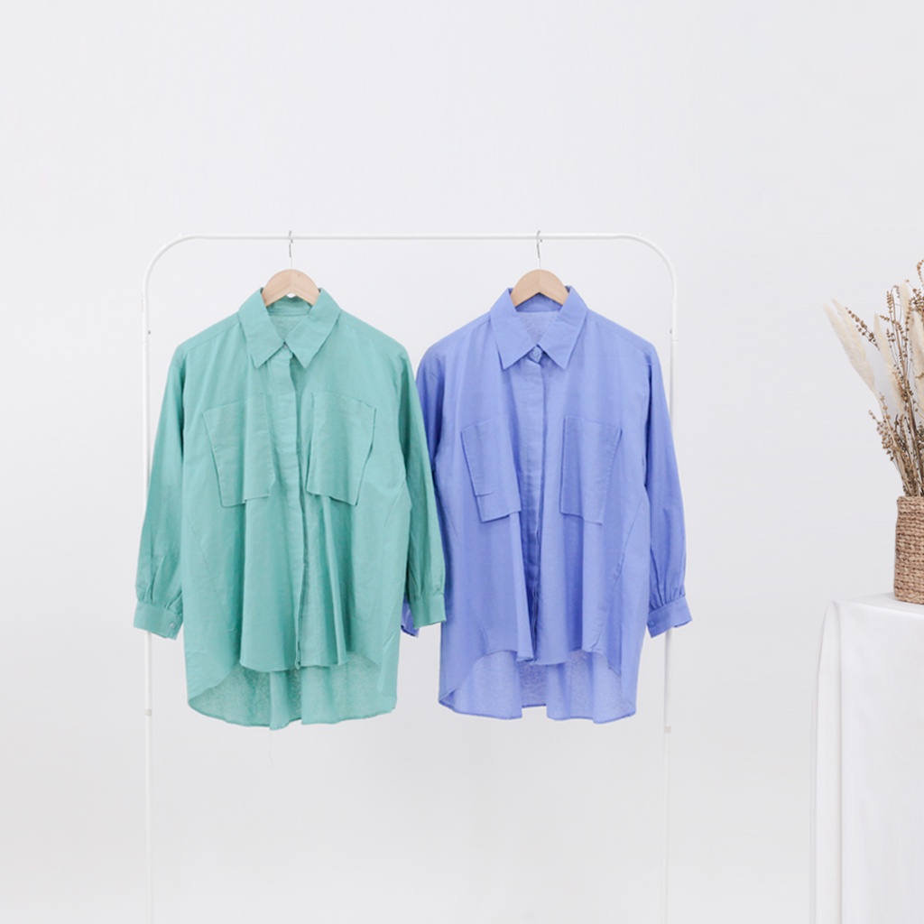 Kemeja Wanita Kantong Dua Rami Genevra-3