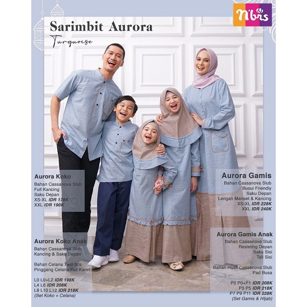 GAMIS NIBRAS SARIMBIT AURORA DEWASA GAMI BAYI GAMI ANAK PEREMPUAN BAJU ANAK BAJU KELUARGA KOKO BAYI