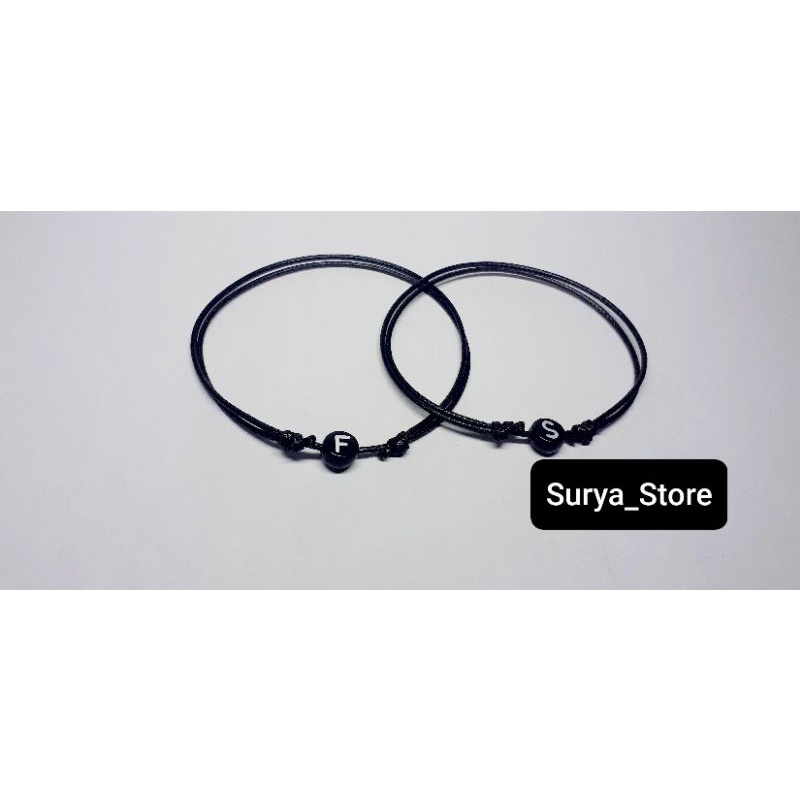 gelang inisial tali korea bulat murah /gelang inisial huruf tali korea/ huruf N-z