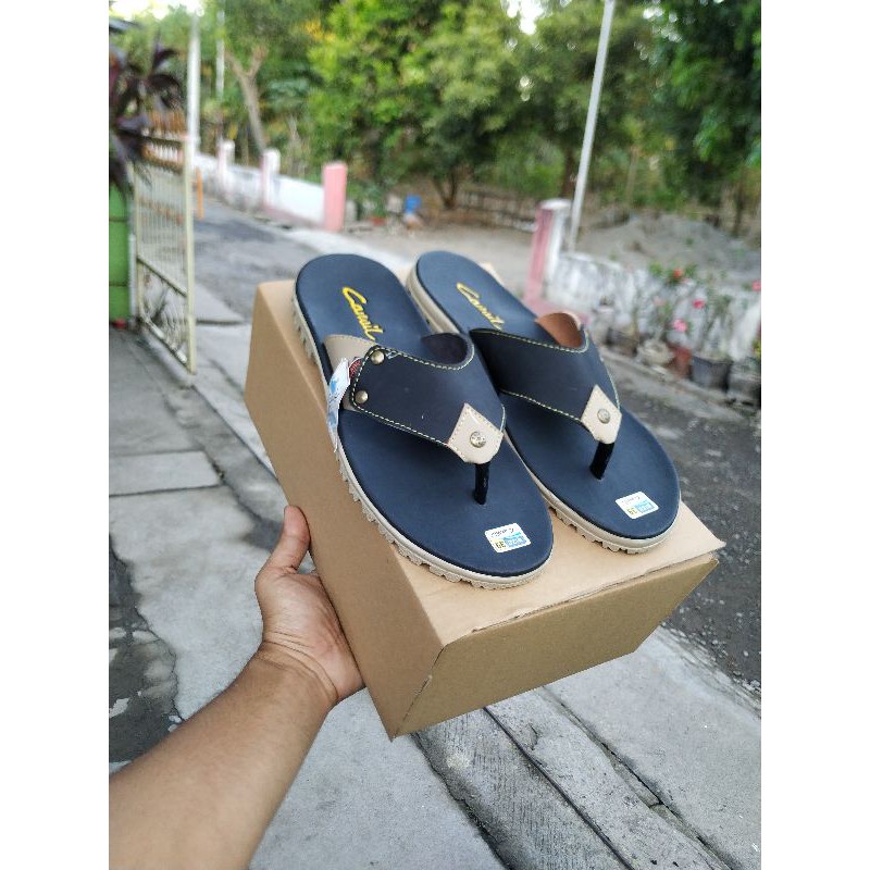 SANDAL JAPIT PRIA/ MONDAY /KEKINIAN /SANDAL JAPIT KULID-Hitam