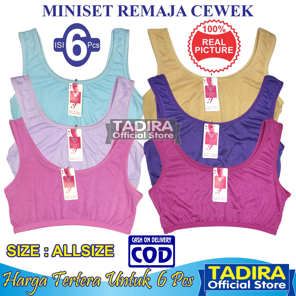 6 Pcs Miniset Anak Perempuan  ESSE_Bra Remaja SD SMP Tengtop Trend Multiwarna TADIRA