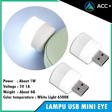 Lampu USB Mini Eye Night Light Bulat/Lampu Baca Tidur Travel Portable Kecil