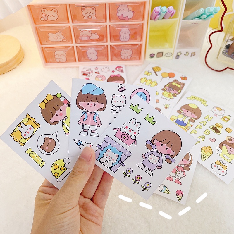 Stiker Motif Kartun Hewan Lucu Multifungsi Anti Air Warna-Warni Untuk Dekorasi Scrapbook / Album / Craft DIY