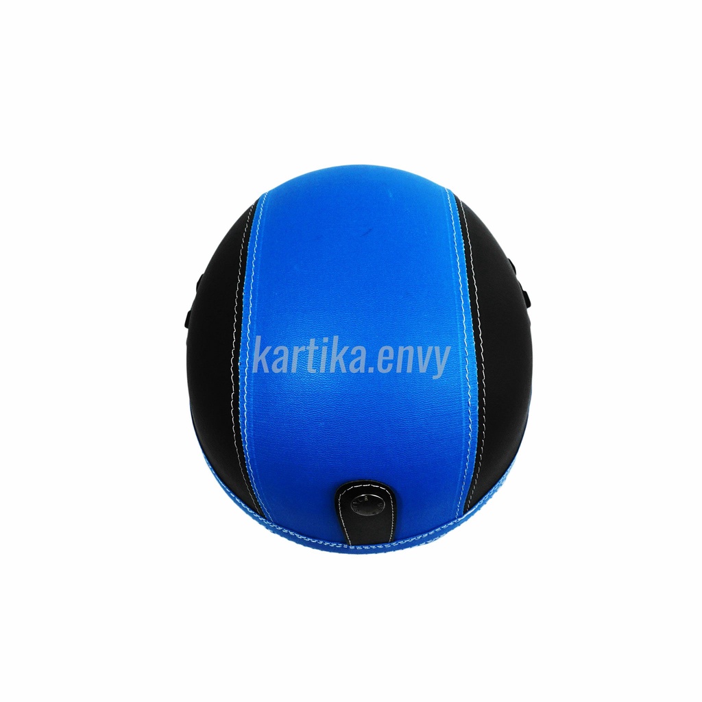 Helm Anak Retro Polos Hitam Biru