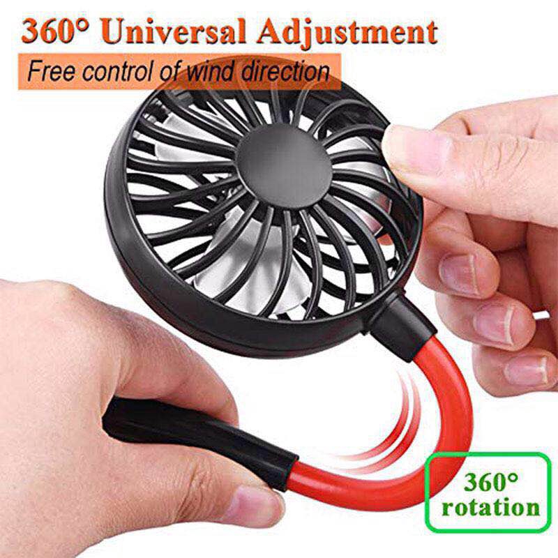 Kipas Angin Mini Portable USB Rechargeable Model Gantung Leher Outdoor Travel Neck Fan