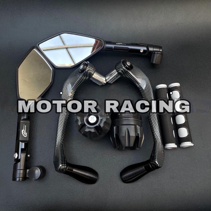 Paket Variasi Motor 4 item Spion V2 V5 Proguard Karbon Jalu As Karet Handle Universal Motor