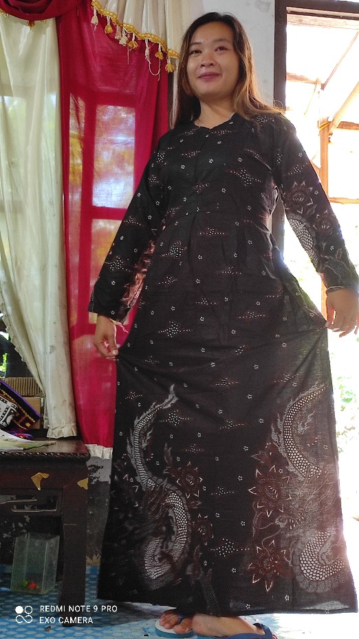 Ms Gamis Batik Sriwedari Maxi Jumbo Bumil/busui Katun Sogan Allsize Ld 104 Dan 120.