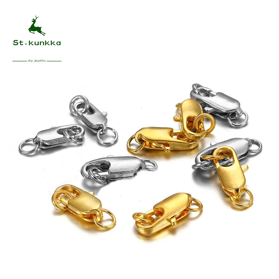 30pcs / Lot Kait Lobster Bahan Metal Warna Emas Ukuran 12 14mm Untuk Membuat Perhiasan Diy