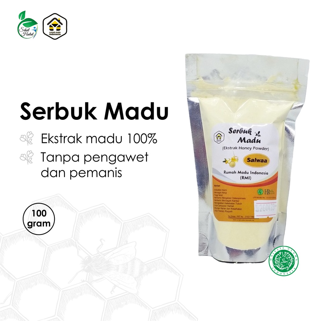 

Honey Powder 100 gr 250 gr Ekstrak Serbuk Madu Murni 100% Tanpa Campuran Pengganti Gula Alami