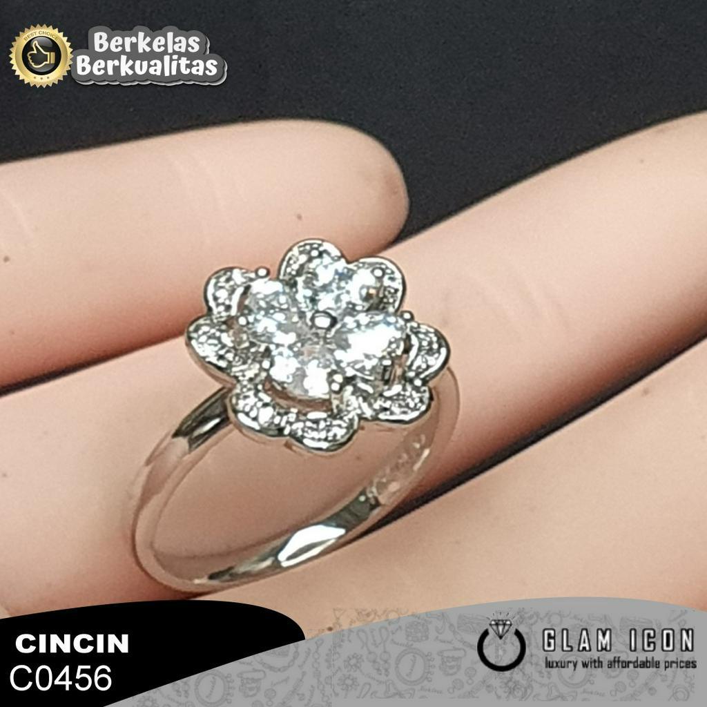 Cincin Wanita mata bunga clover dabel C0456 CCS