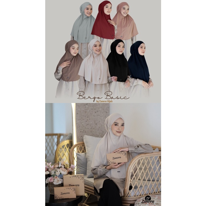 Hijab Bergo Basic By Zaneva Hijab l Bergo Polos l Hijab Jersey Adem