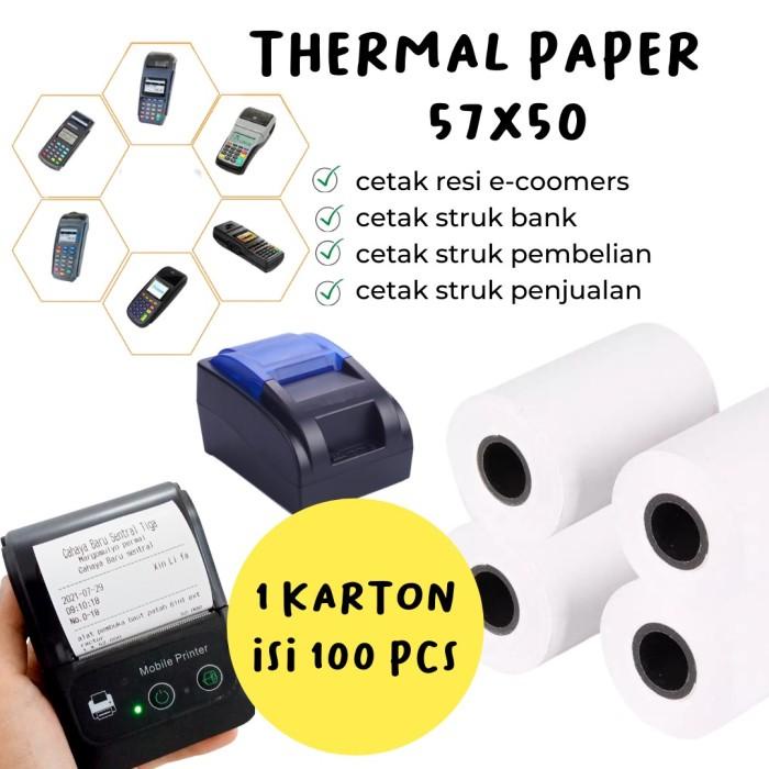 

Kertas Struk Kasir Paper Roll Termal 1Karton 100 Roll Uk 57X50Mm