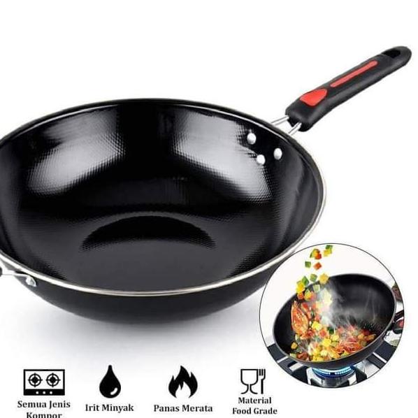 ♖ WAJAN TEFLON GAGANG / WAJAN PENGGORENGAN TEFLON 32CM / WAJAN ENAMEL VICO ANTI LENGKET / WAJAN GAGA