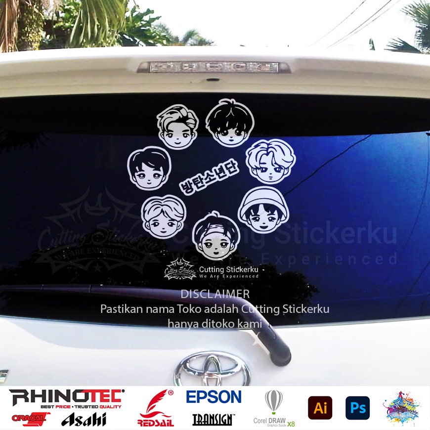 Cutting Stiker BTS Crew Chibi Variasi Motor Mobil Sticker Timbul Keren Nyala Dasbor Spakbor Visor Body Kaca Helm Laptop Hologram Reflective Tahan Air Setiker Bodi Samping  Girly Matic Scoopy Vario Beat NMAX PCX Vespa Pickup Windshield Girl Boy Band Korea