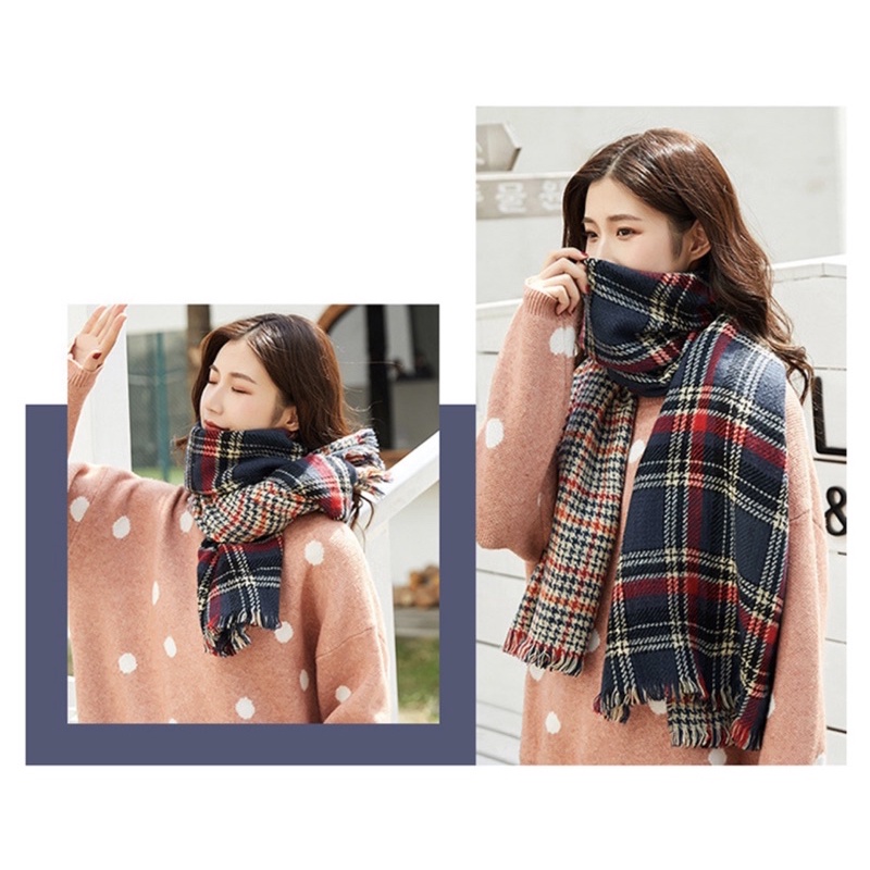 Scarf winter wanita reversible syal musim dingin long selendang panjang cewek import korea Kylie