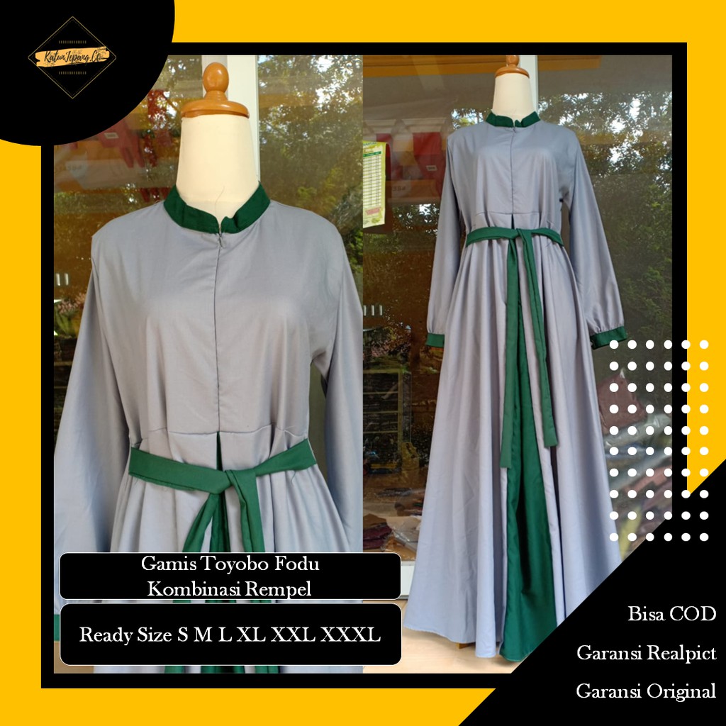 ☮TERLARIS✈ Gamis Toyobo Fodu Ori Kombinasi Model Rempel Jumbo Busui Terbaru