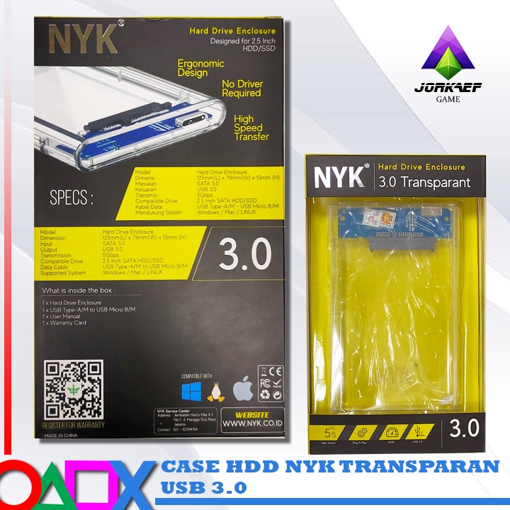 CASING HARDDISK 2.5&quot; EKSTERNAL NYK TRANSPARAN USB 3.0 / CASE HDD EXTERNAL NYK KABEL USB 3.0