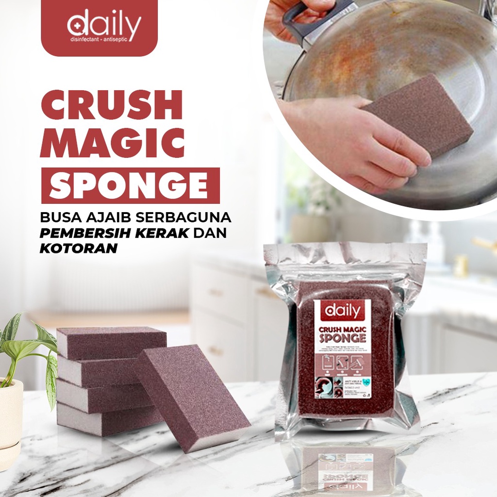 SPONS PEMBERSIH KERAK PANCI DAILY CRUSH MAGIC SPONGE AMPUH HILANGKAN KERAK