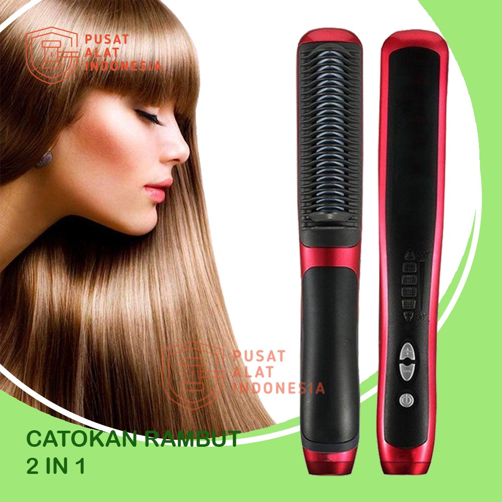 CATOKAN RAMBUT SISIR PELURUS 2 IN 1 CURLY LURUS CATOK REBONDING STRAIGHTENER CATOKAN FT58