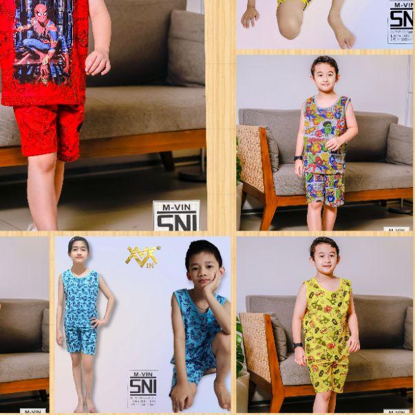 ◌ Baju anak Dino ROAR-Setelan Singlet 1-12Tahun M-Vin Setelan anak laki laki-baju anak laki laki Sup