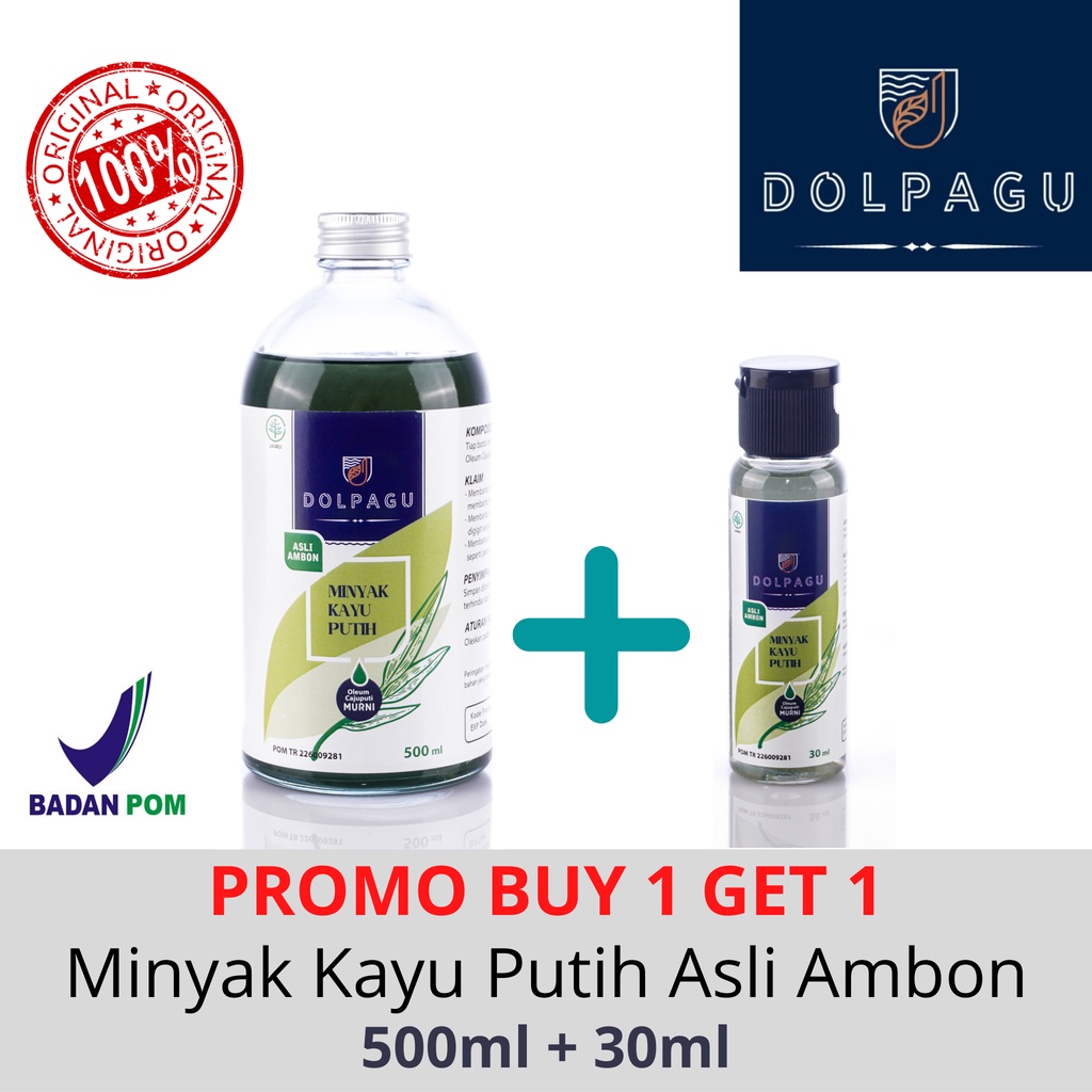 BUY 1 GET 1 Minyak Kayu Putih Ambon Pulau Buru Dolpagu - 500ml + 30ml