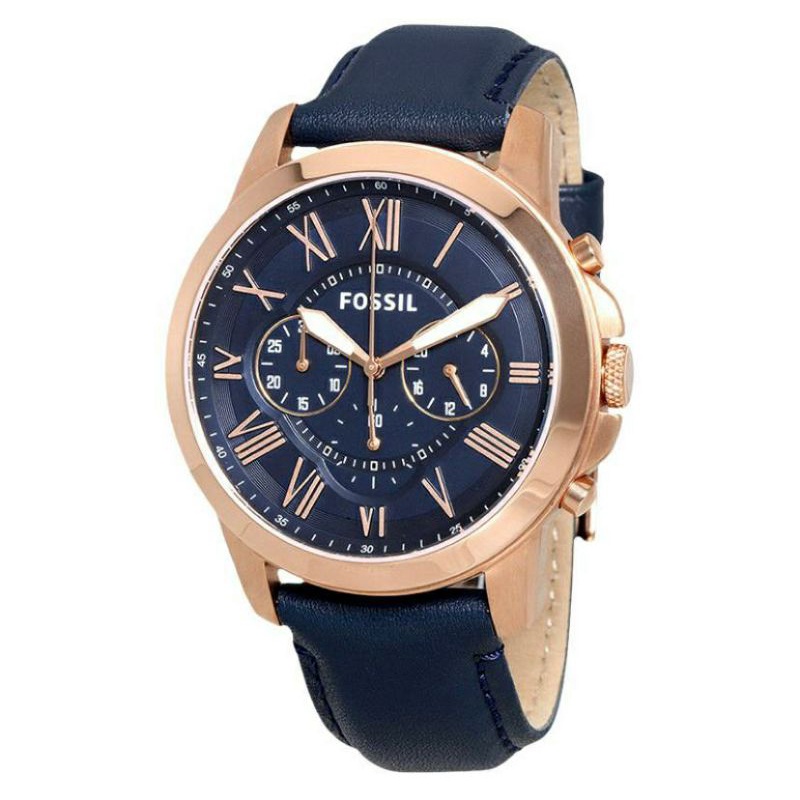 [BARANG FLASHSALE] JAM TANGAN PRIA FOSSIL FS4835 GRANT CHRONOGRAPH NAVY LEATHER STRAP