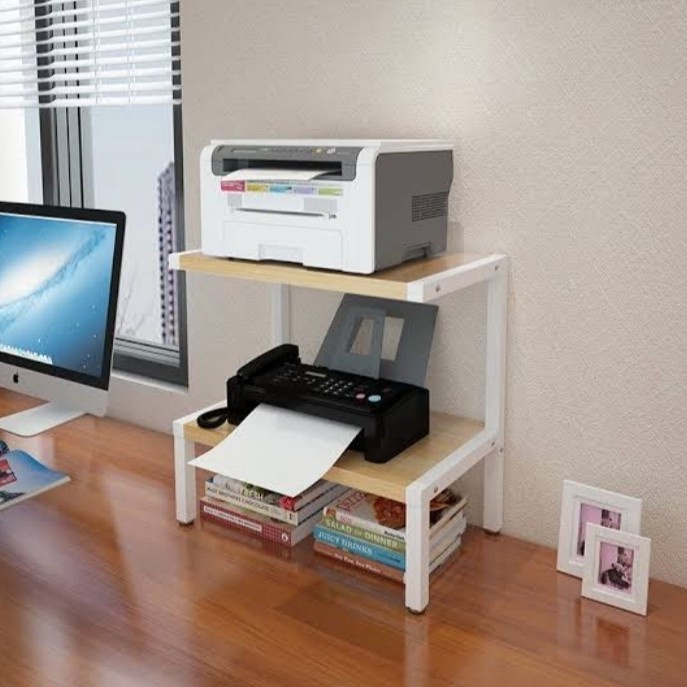 Rak printer 2 susun rangka hitamputih
