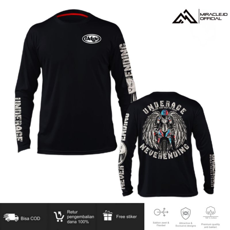 KAOS DISTRO PRIA ORIGINAL UNDERAGE KAOS MOTOR CUSTOM KEREN MURAH BAJU LENGAN PANJANG BRANDED PREMIUM