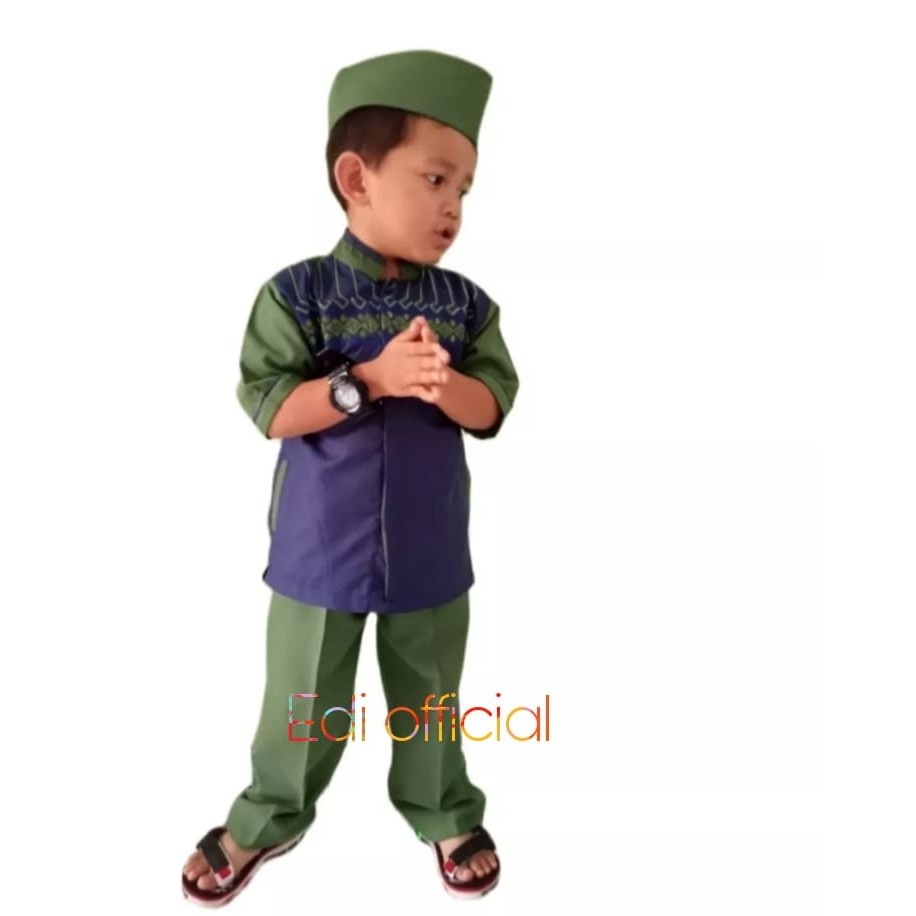 Stelan Koko anak/Stelan Anak laki laki - Koko Bordir terlaris ( Baju,Celana,Peci ) 2-10 TAHUN