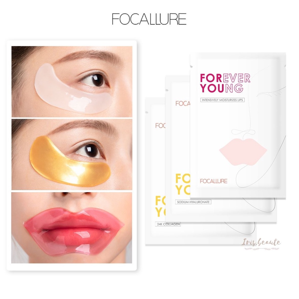 FOCALLURE Collagen Crystal Eye Mask &amp; Lip Mask / 24K Gold Eye Mask / Hydra Gel Eye Mask / Cherry Lip Mask / Masker Mata / Masker Bibir