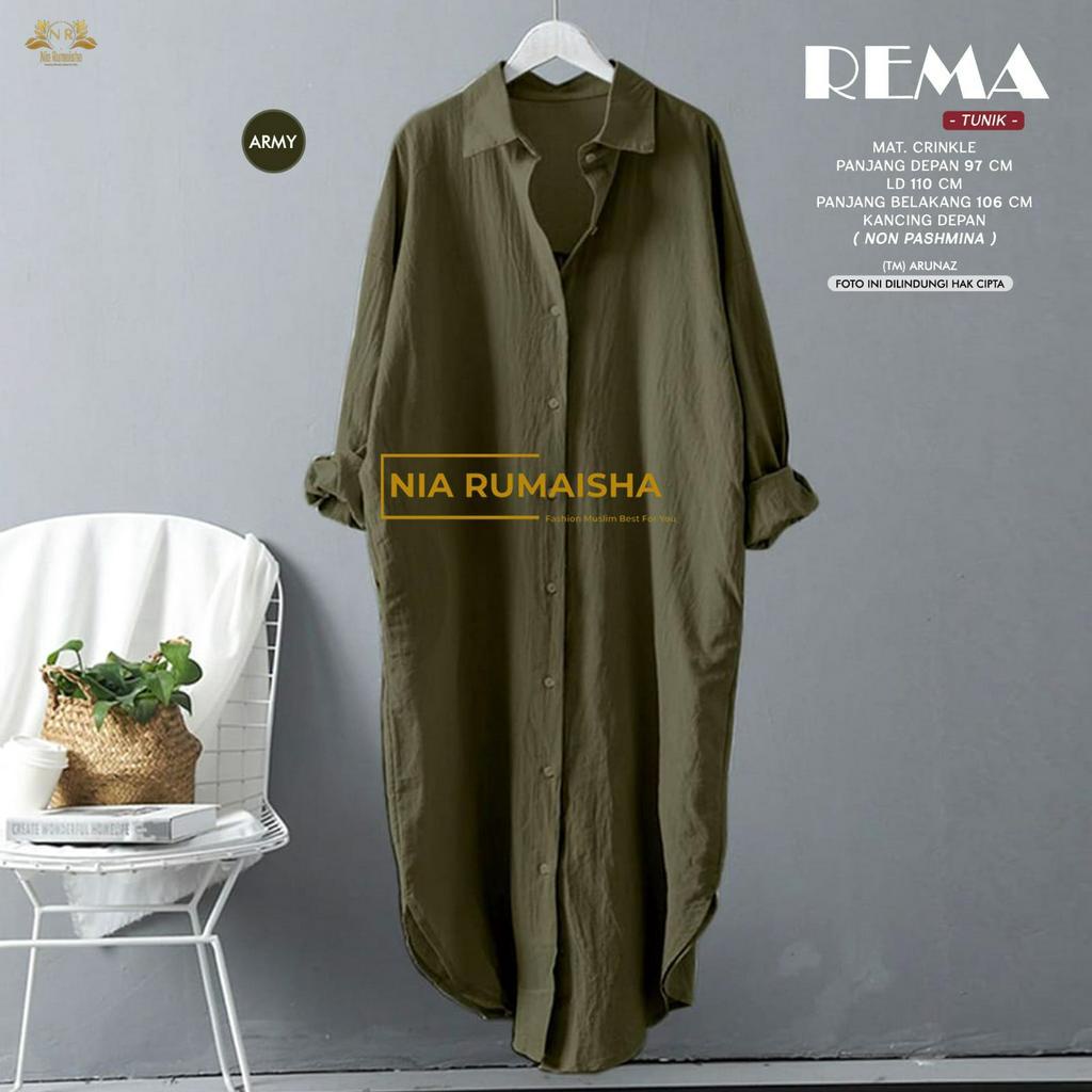 Rema Tunik Atasan Crinkle Airflow Kancing Depan Original Produk By Nia Rumaisha