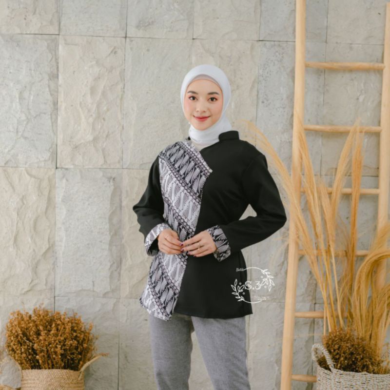 tey-17 Batik wanita ASJ SA HRB026 Kenongo Kemeja Tosca Pendek-Sopal 2