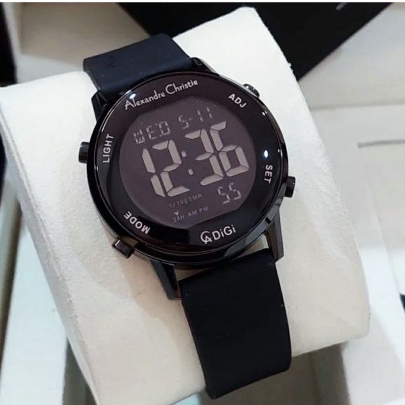 Alexandre Christie Original AC 9352 Jam Tangan Wanita Tali Karet Hitam
