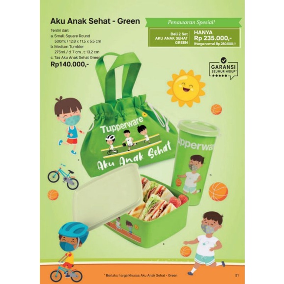 Tupperware Bekal anak laki green