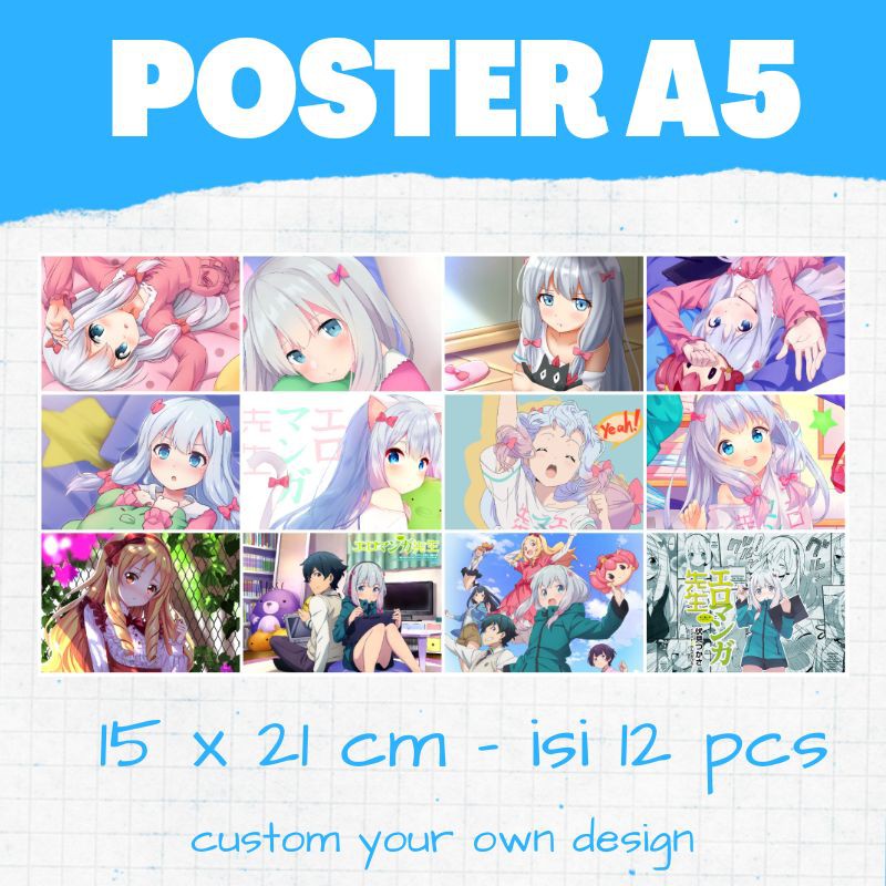 12 poster A5 dekorasi hiasan dinding kpop custom anime sagiri eromanga sensei