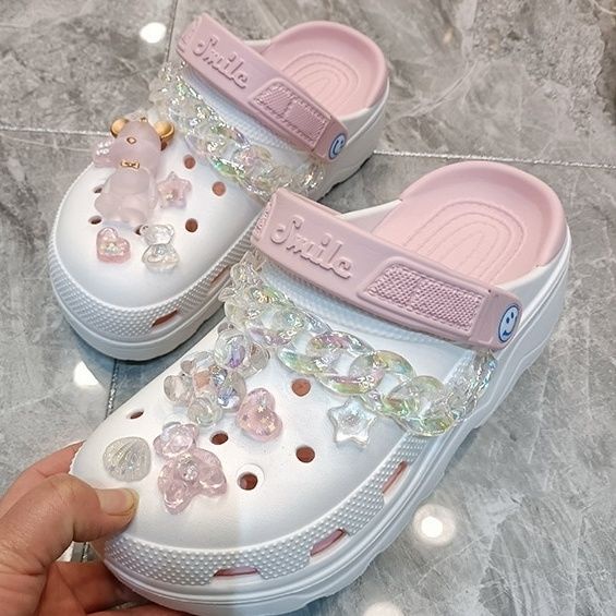 [Tanpa sepatu] Aksesoris sepatu Crocs Jibitz Woman New Pink Cute Charm DIY Button [tidak termasuk sepatu]