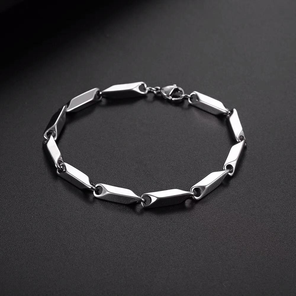GELANG PRIA DAN WANITA PADI SILVER SIMPLE TITANIUM 316L