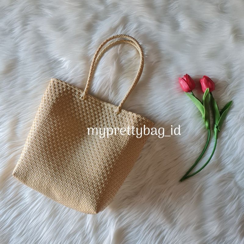 READY Tote Bag 2 Line Tas Jali Tas Jaly Tas Anyam Plastik Premium