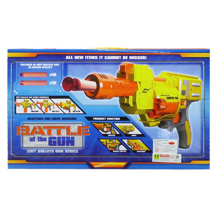 Mainan anak pistol soft bullet battle of the gun (replika nerf)