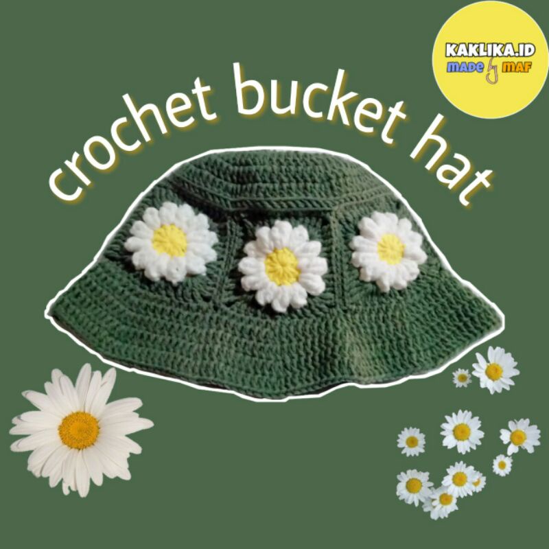 Topi Buket Rajut Bunga Daisy / Daisy Crochet Bucket Hat