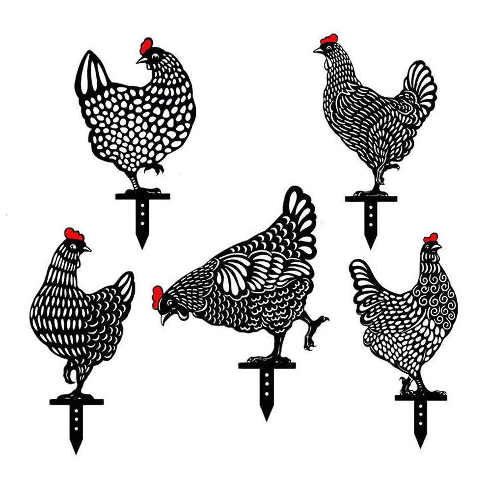 Solighter 4PCS / Set Ornamen Patung Siluet Anak Ayam Untuk Dekorasi Taman / Outdoor