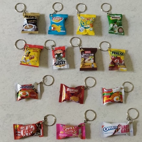 Gantungan Kunci Miniatur Tempelan Magnet Kulkas Snack Bahan Aluminium Foil Ring Standart Murah