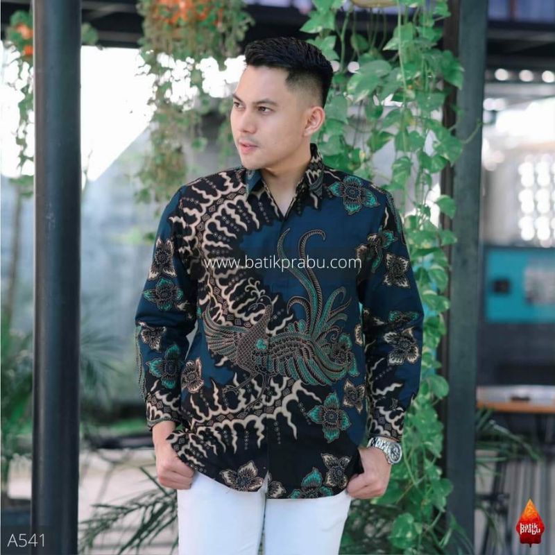 Batik kemeja pria batik lapis furing bahan katun baturaden size reguler Klabang navy