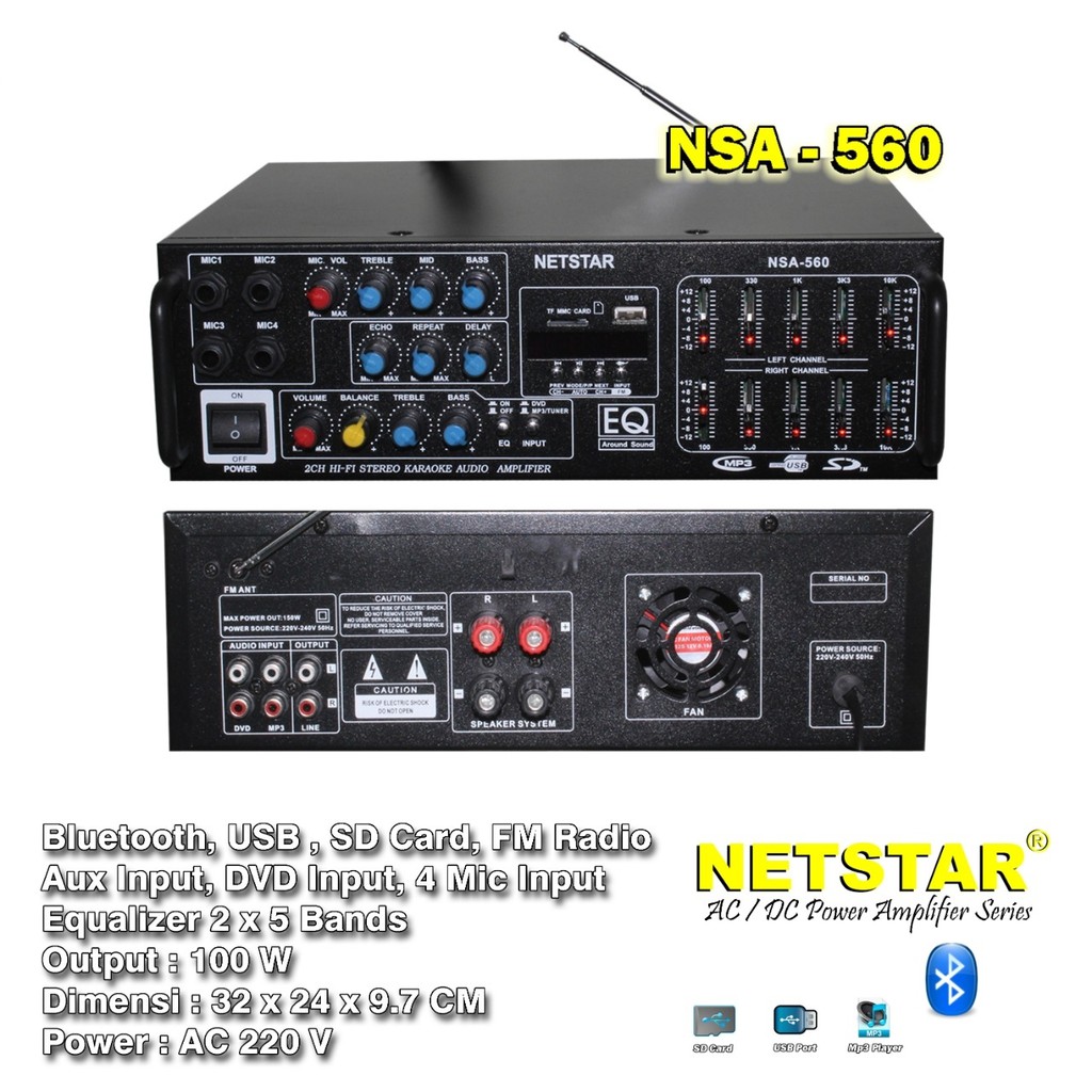 AMPLIFIER NETSTAR NSA-560 USB BLUETOOTH