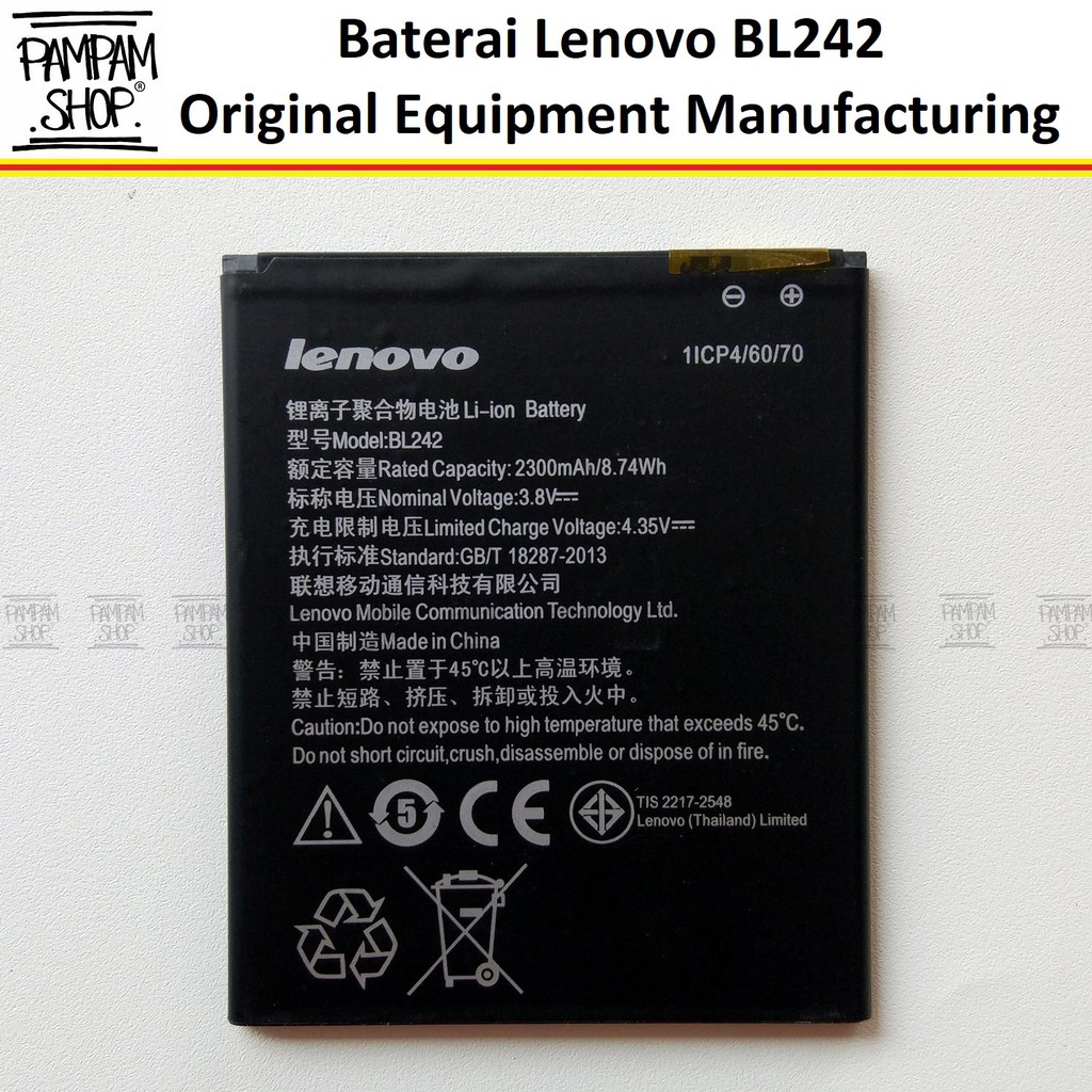 Baterai HP Lenovo A6000 A6010 BL242 Original  Batre 