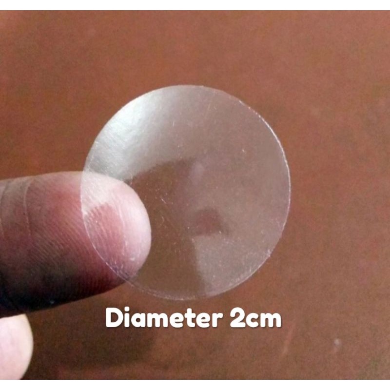 

stiker vinyl TRANSPARAN paket100PCS Diameter 2cm bulat polos