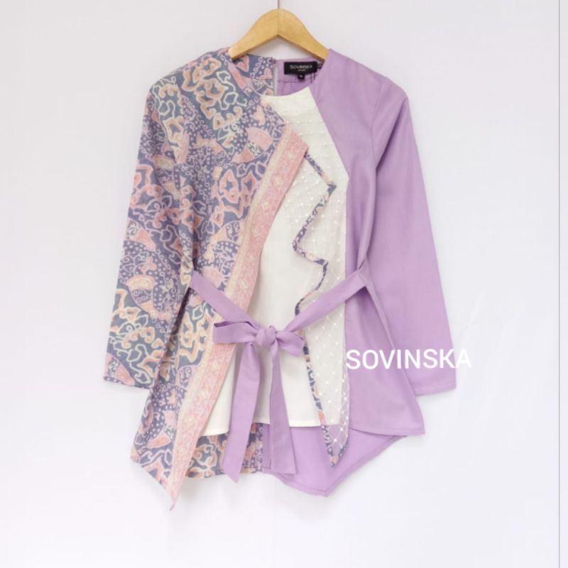 Atasan Batik Kombinasi WP 132 Baju kerja Wanita Baju kondangan Lengan Panjang Motif blus blouse Bati